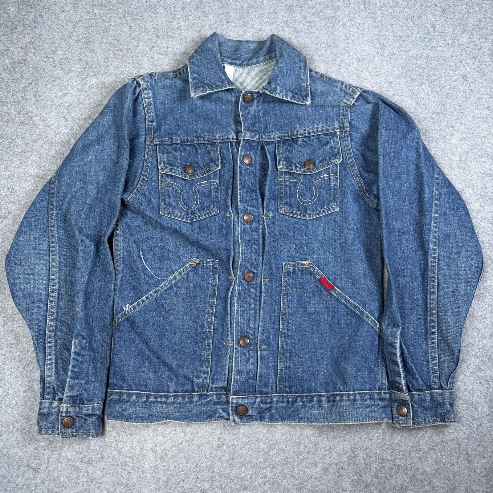 Vintage 60s Big Smith Buckaroo Denim Jacket Vintage Size Small Trucker Snap