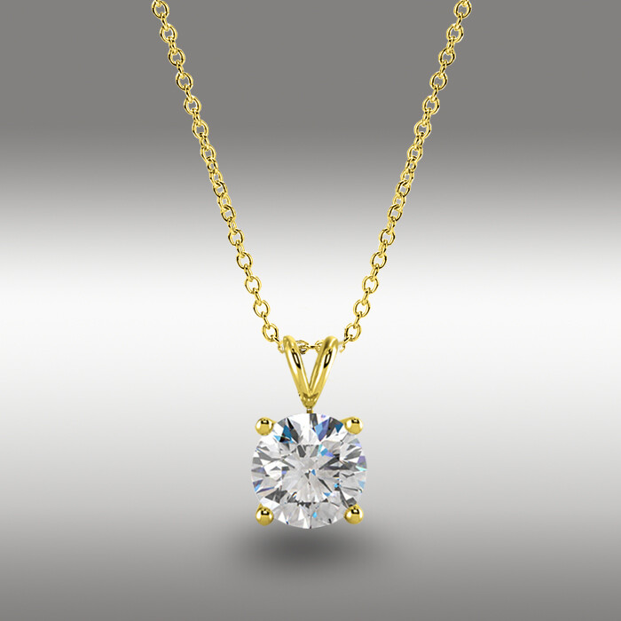 1.25 Ct Round Brilliant Cut GRA MOISSANITE 16+2 Solid 14k Yellow Gold Necklace