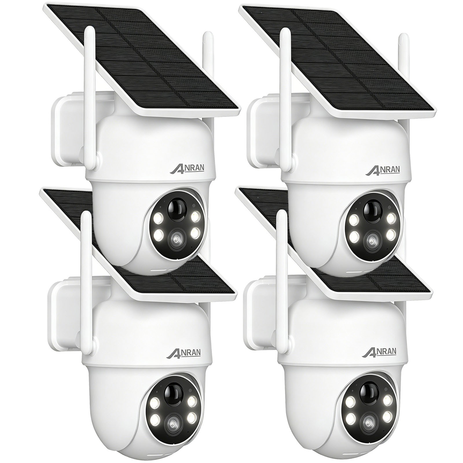 ANRAN 4 Pack Security Camera Wireless Outdoor 5MP 360° PTZ Camera Solar Powered