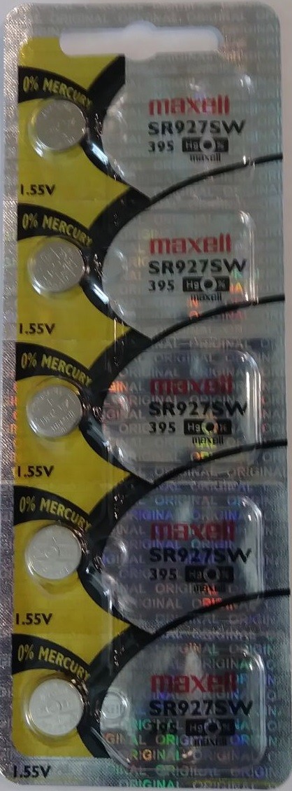 5 Maxell SR927SW 395 V395 D395 LA Silver Oxide Cell 0% Mercury