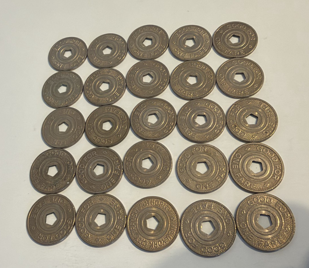 25 Vintage NYC Subway Tokens Five Borough Pentagon Cutout NYCTA 1995-2003