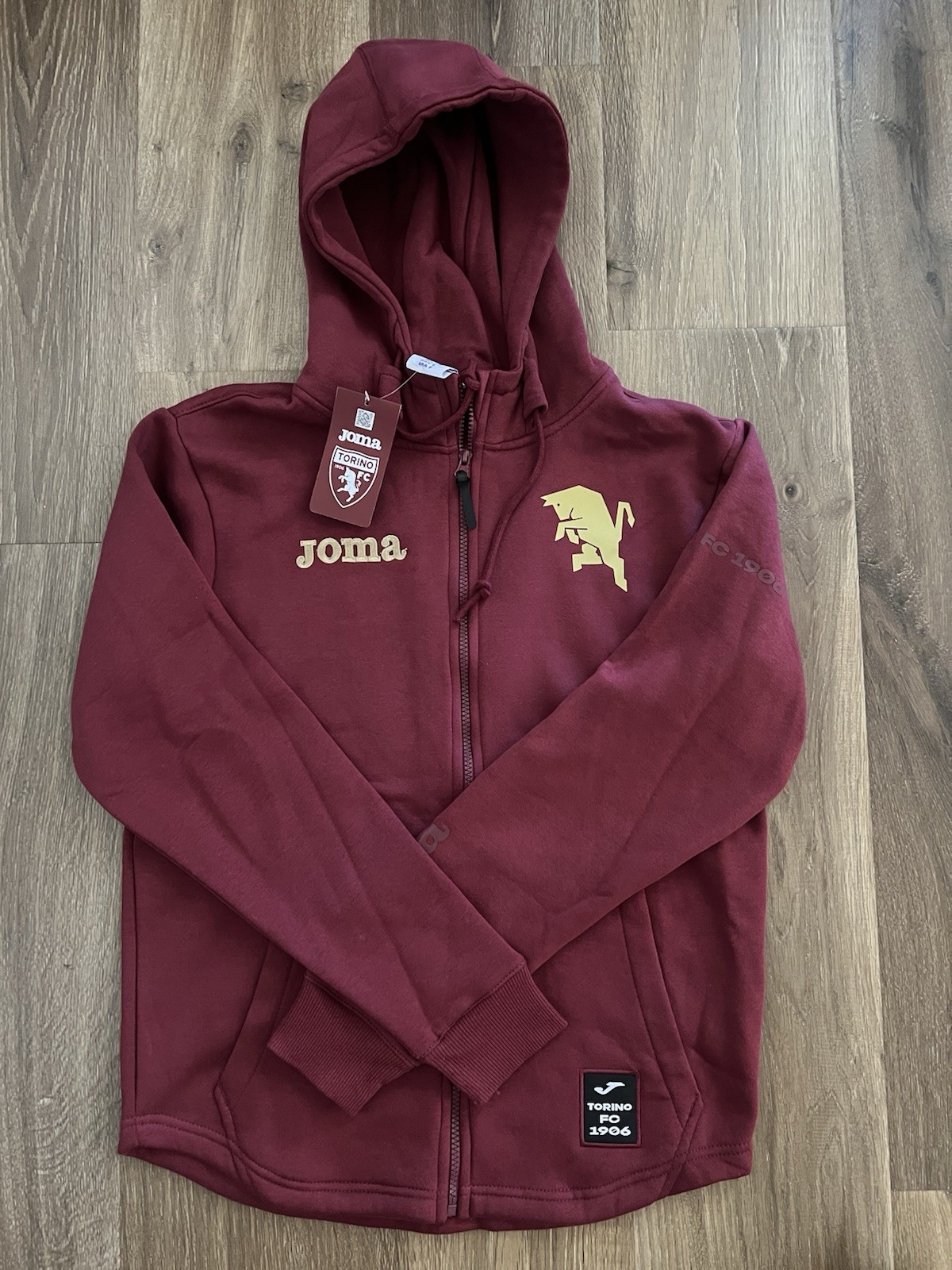 Joma Torino FC Burgundy Full Zip Hooded Jacket Soccer Size Men S, NWT