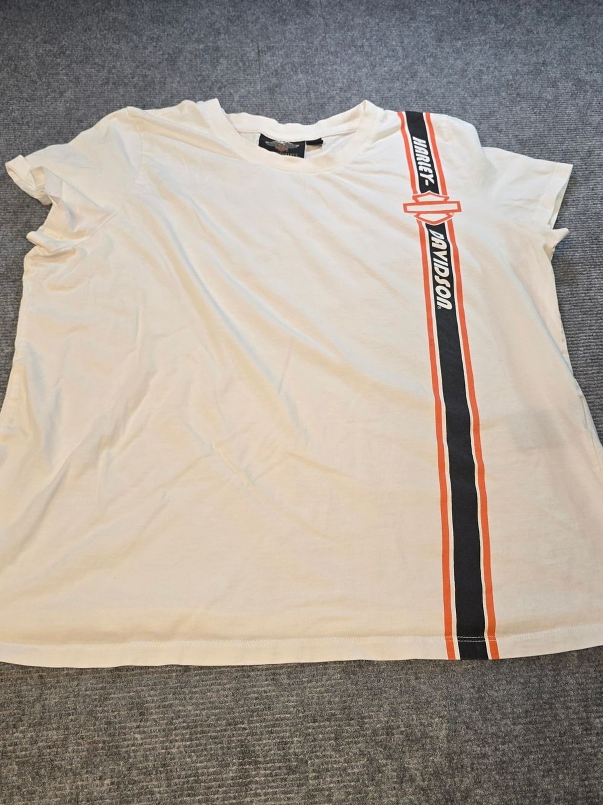 Harley-Davidson Women’s 2XL White Vertical Stripe Graphic T-Shirt 96157-18VW