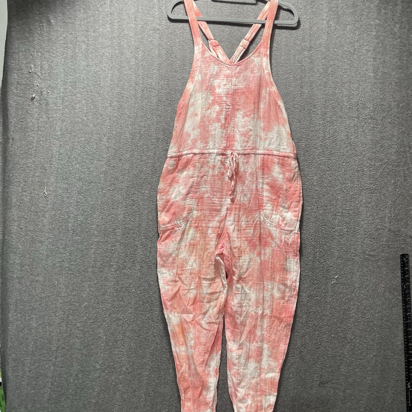 True Craft Jumper/Romper Size Large 100% Cotton Pink Tie Died Boho Comfy Women’s