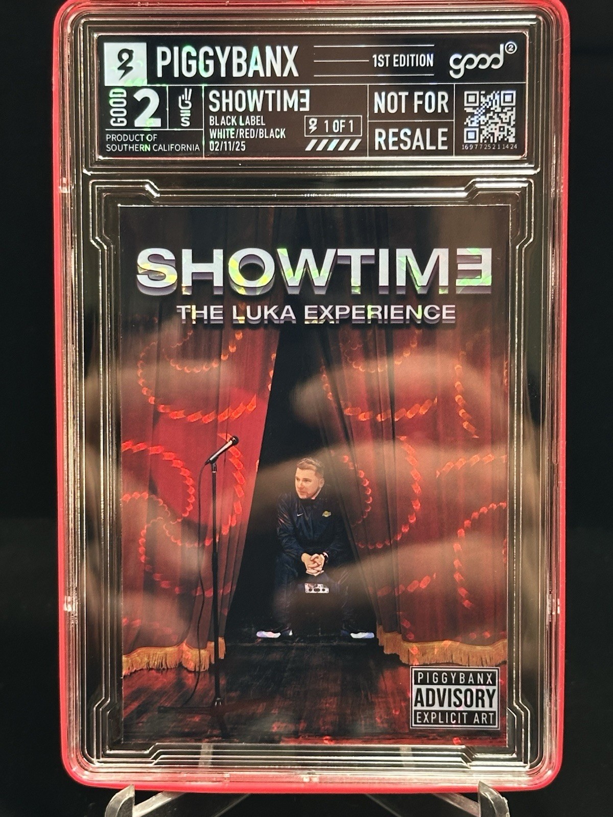 Luka Doncic 2025 Piggybanx 1/1 Black Label Fractal SHOWTIME The Luka Experience