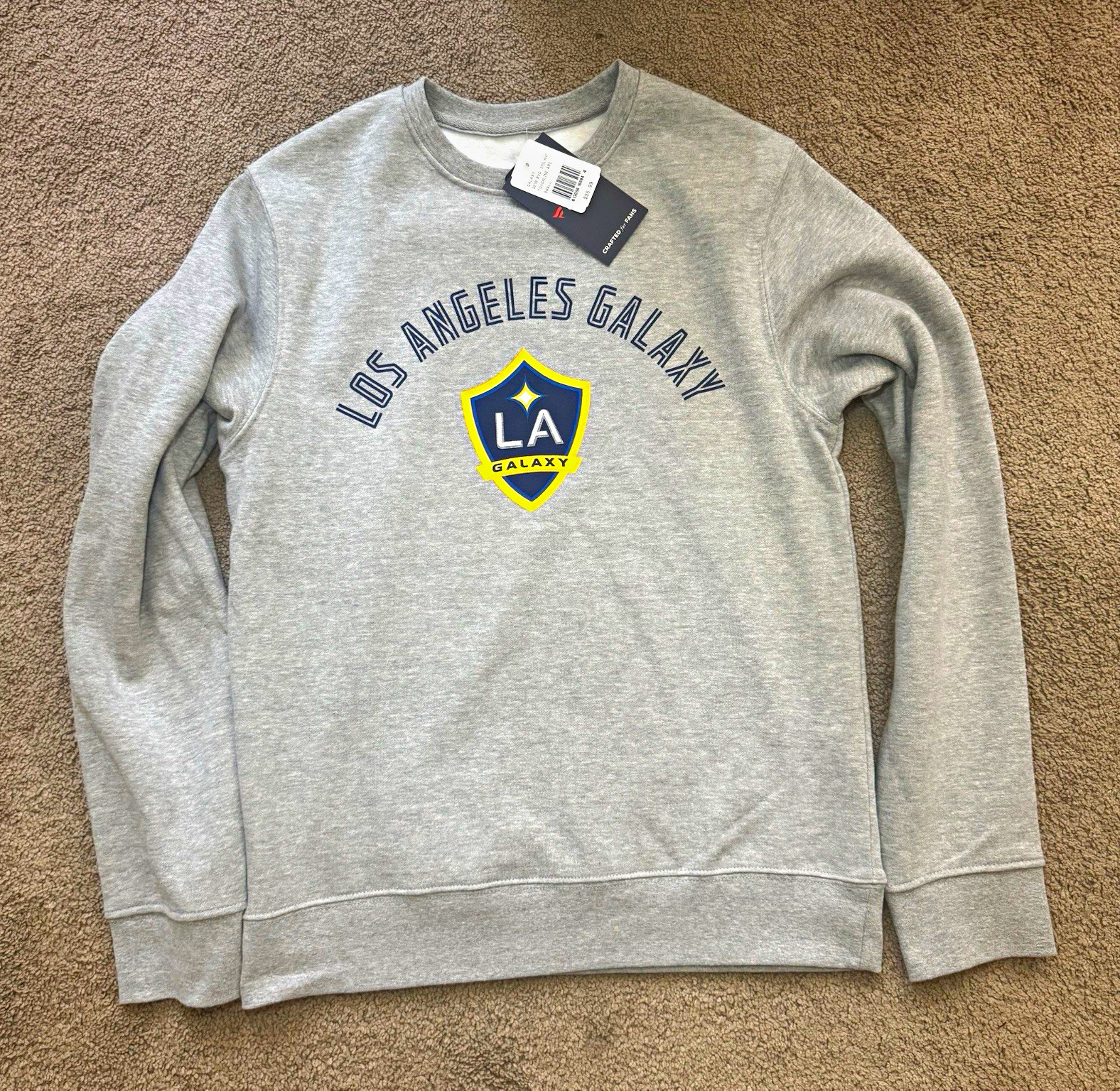 NWT LA Galaxy Fanatics Crewneck Sweatshirt Mens Small Gray Heather MLS MSRP $56