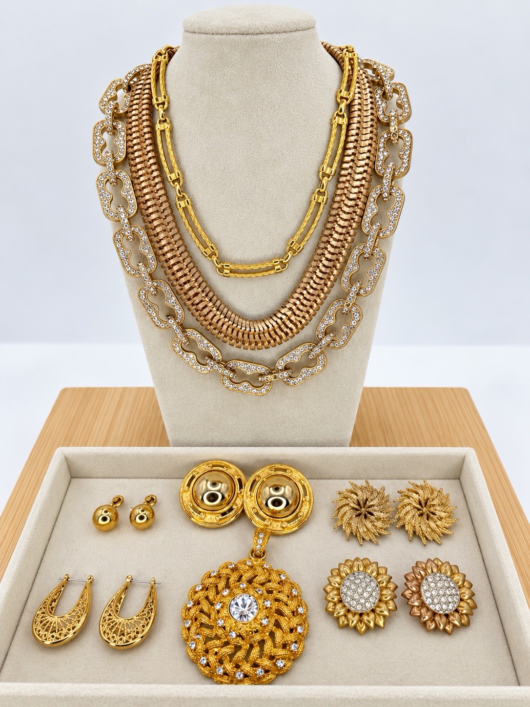 Vintage Gold Tone Jewelry Lot Designer Signed 