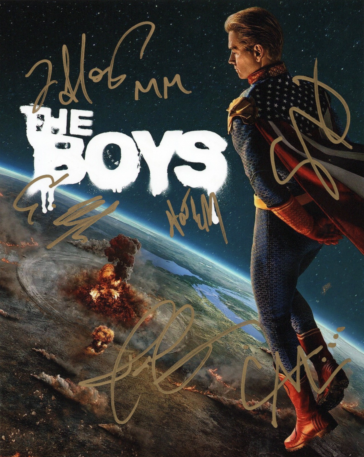 The Boys Cast Autographed Photo Eric Kripke Laz Alonso Nathan Mitchell