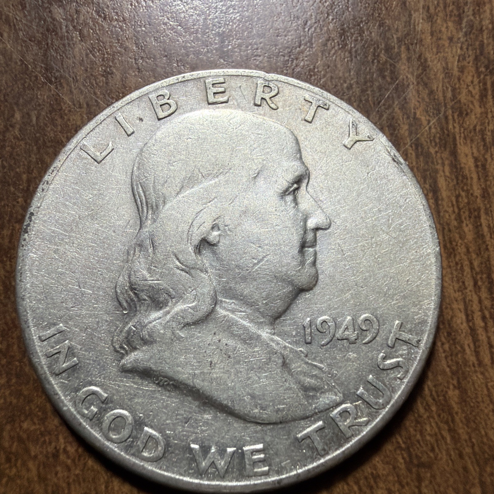 Rare KeyDate 1949S Franklin Half Dollar Full Bell Lines Actual Coin Higher grade