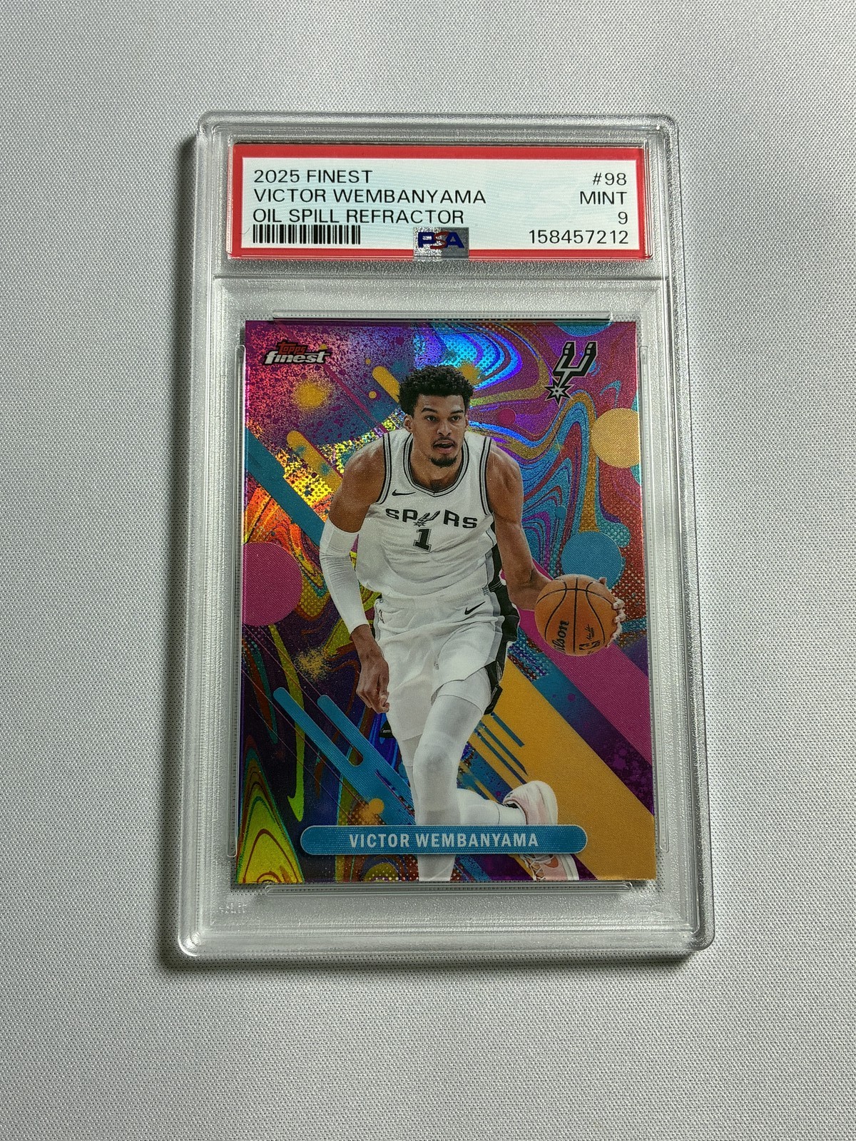 2025-26 Topps Finest #98 VICTOR WEMBANYAMA Oil Spill Refractor PSA 9 2025-26 Topps Finest #98 VICTOR WEMBANYAMA Oil Spill Refractor PSA 9