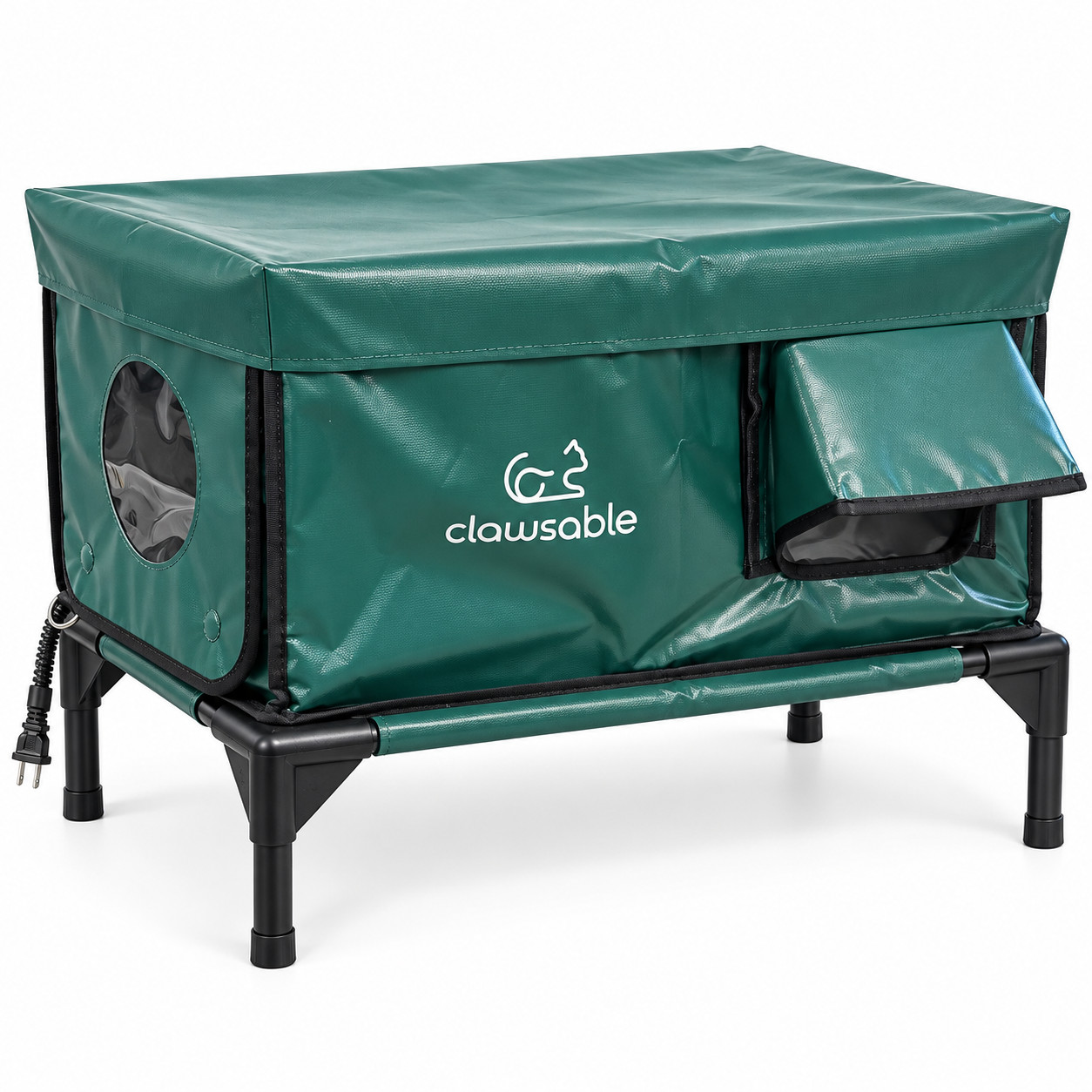 Outdoor Heated Cat House w/ Heating Pad Elevated Weather Resistant Shelter 25.6\