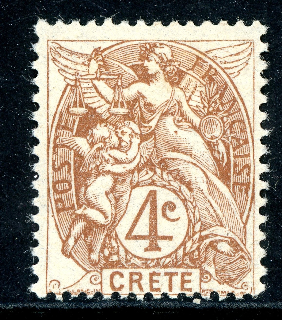 GANDALF - Crete 1902 French Offices 4¢ Yellow Brown Scott #4 Mint C712 GANDALF - Crete 1902 French Offices 4¢ Yellow Brown Scott #4 Mint C712