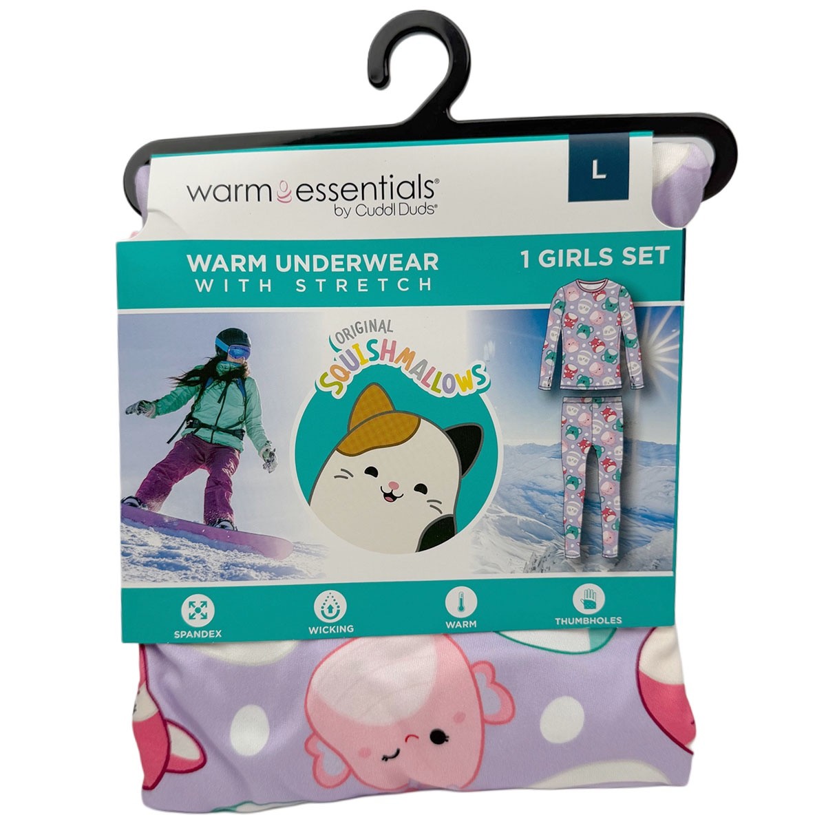 Girls\' Squishmallows Thermal Underwear Warm Essentials by Cuddl Duds Large 10/12 Girls\' Squishmallows Thermal Underwear Warm Essentials by Cuddl Duds Large 10/12