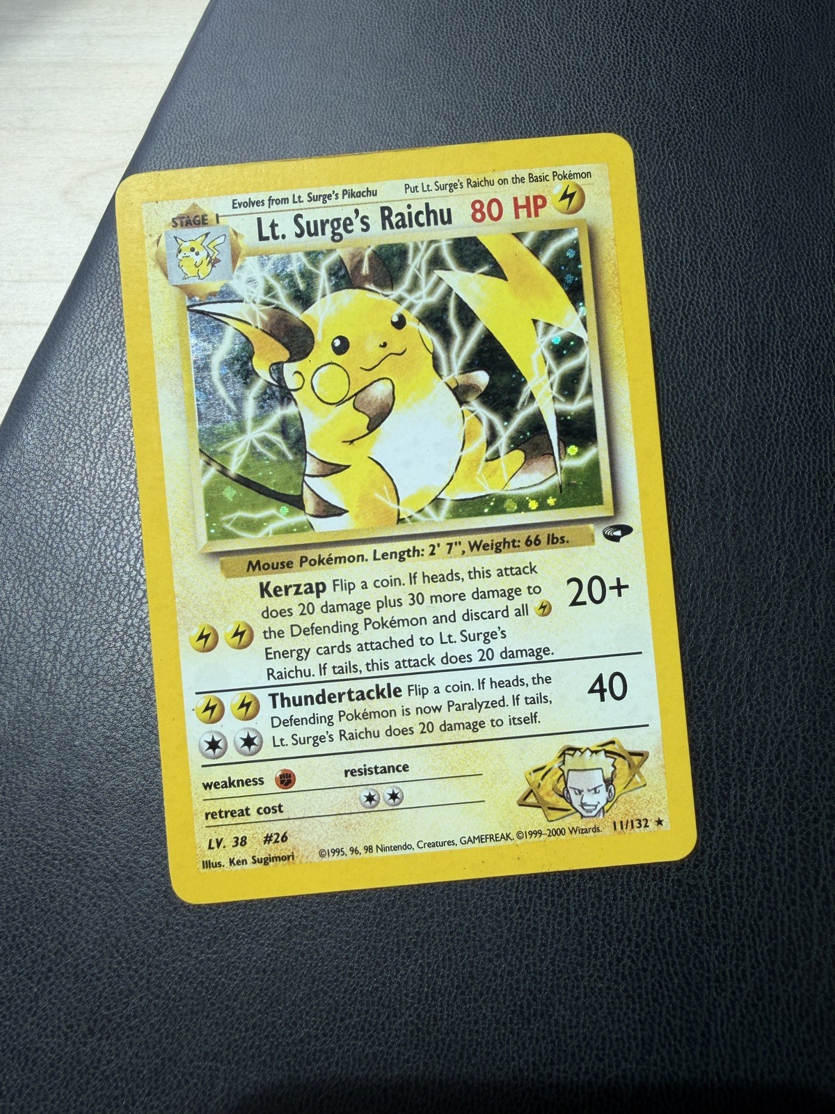 Lt. Surge\'s Raichu 11/132 Holo Rare Gym Challenge Pokémon Card