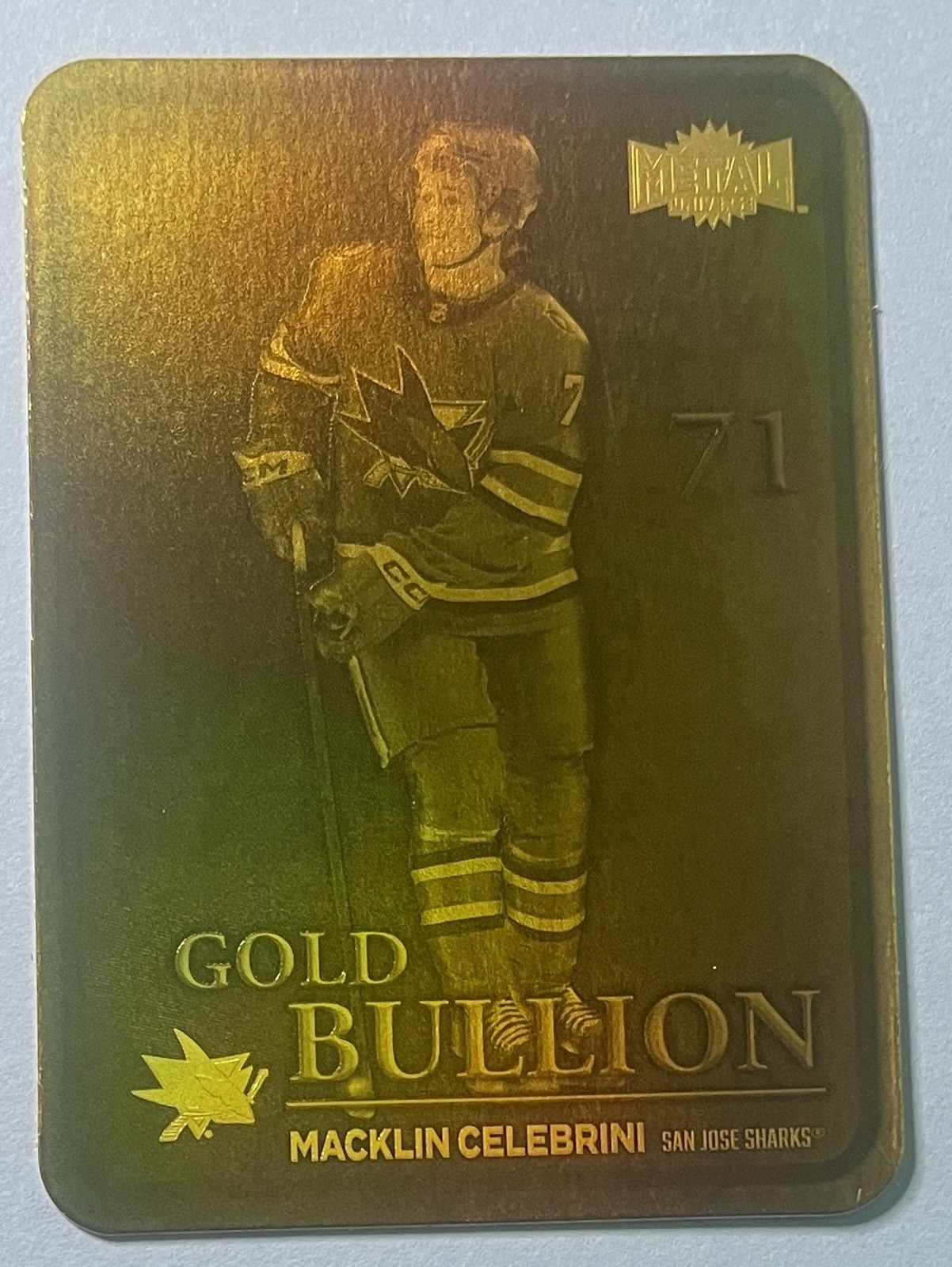Macklin Celebrini 2024-25 Skybox Metal Universe GOLD BULLION ACHIEVEMENT GBA-11