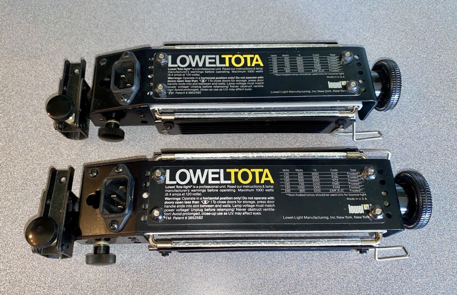 Lowel Tota-Light (T1-10) Fixtures w/ Bulbs - Set of 2