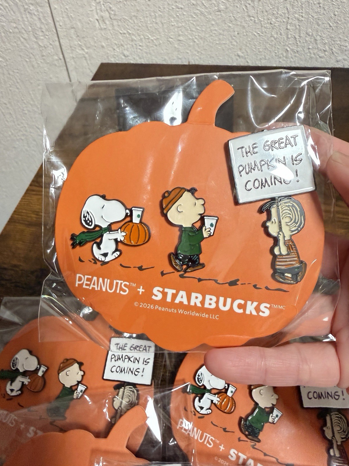 Starbucks x Peanuts Snoopy Pumpkin Pin Set 2026 Charlie Brown Linus NEW