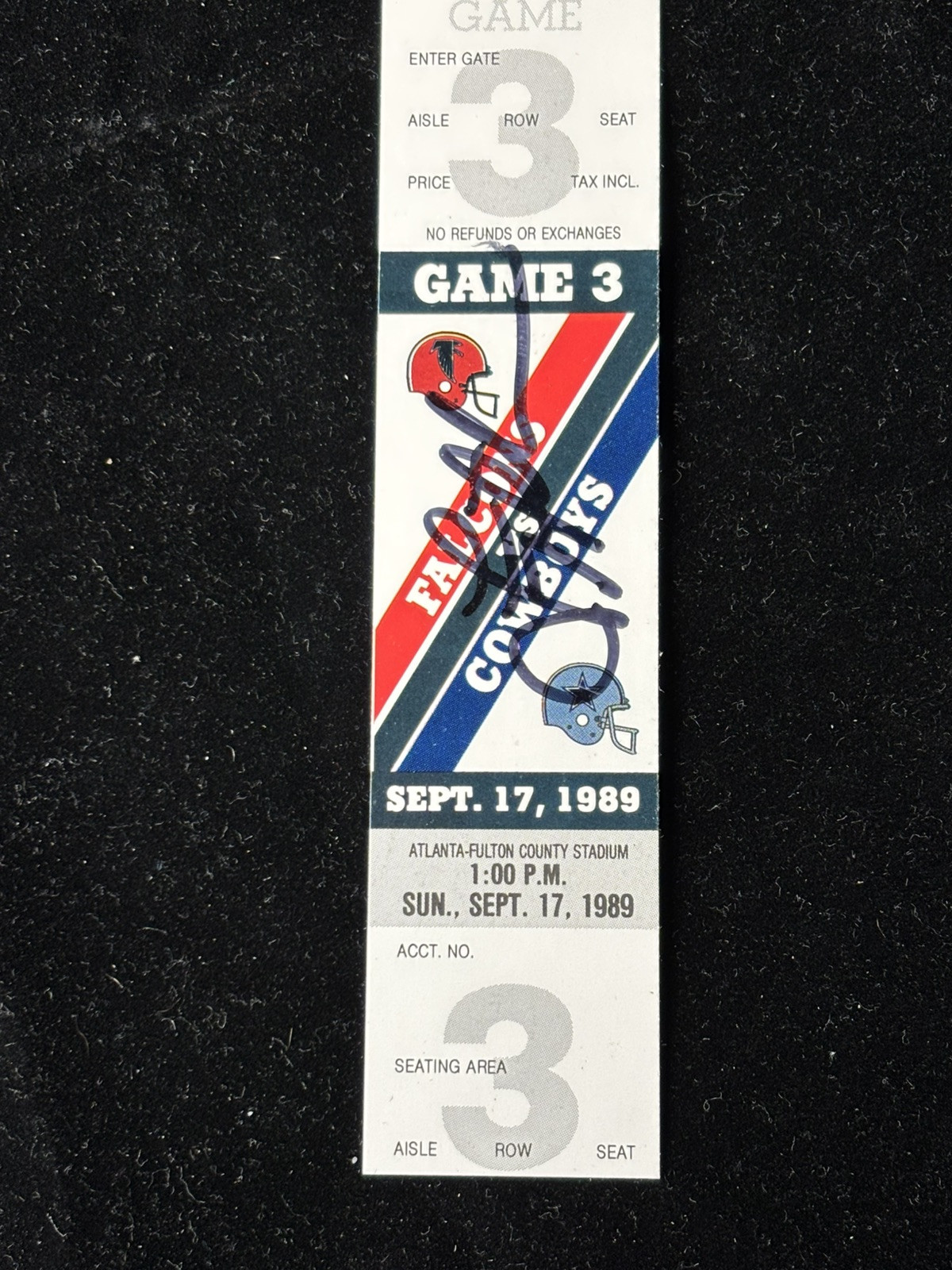 1989 TROY AIKMAN Singed 1ST TD Full TICKET DALLAS COWBOYS DEION SANDERS MT🏈
