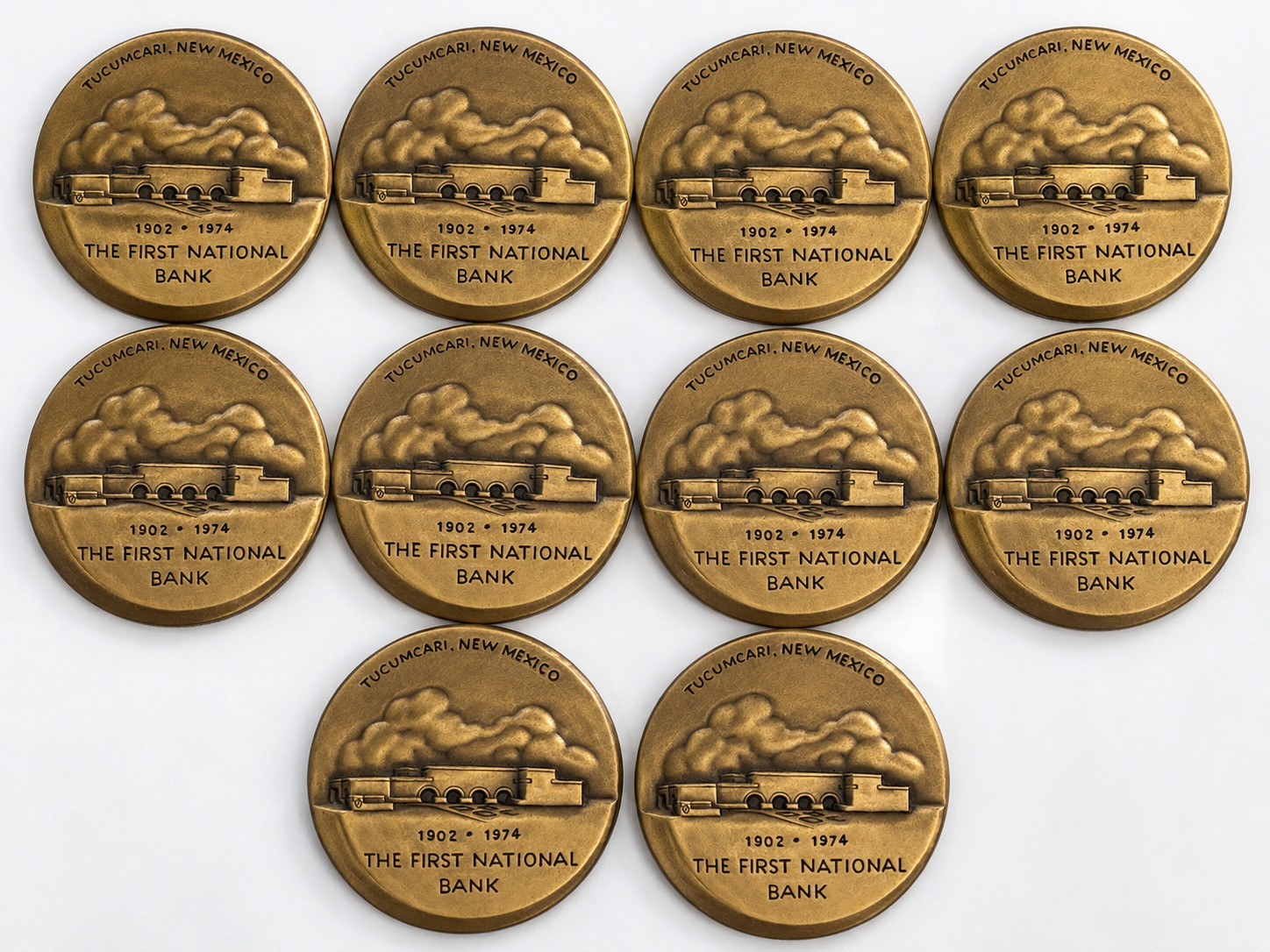 1974 First National Bank Tucumcari NM Bronze Medal Medallic Art Lot of 10 1974 First National Bank Tucumcari NM Bronze Medal Medallic Art Lot of 10
