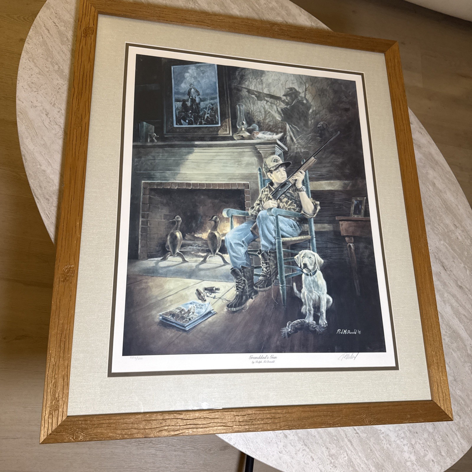 RARE R.J. McDonald Granddad’s Gun Hunting Framed 31”Tall X 27” Wide S&N