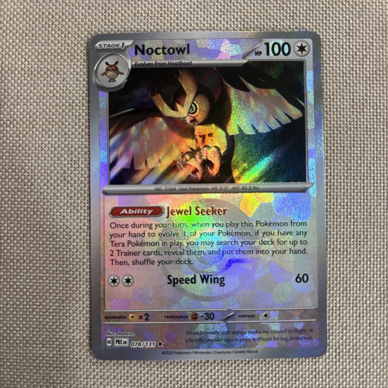 NOCTOWL 078/131 MASTER BALL PRISMATIC EVOLUTIONS POKEMON NEAR MINT