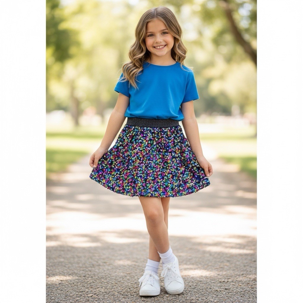 365 Kids Garanimals Girls Sz 10 Multicolor Sequin Skirt Sparkle Party Holiday