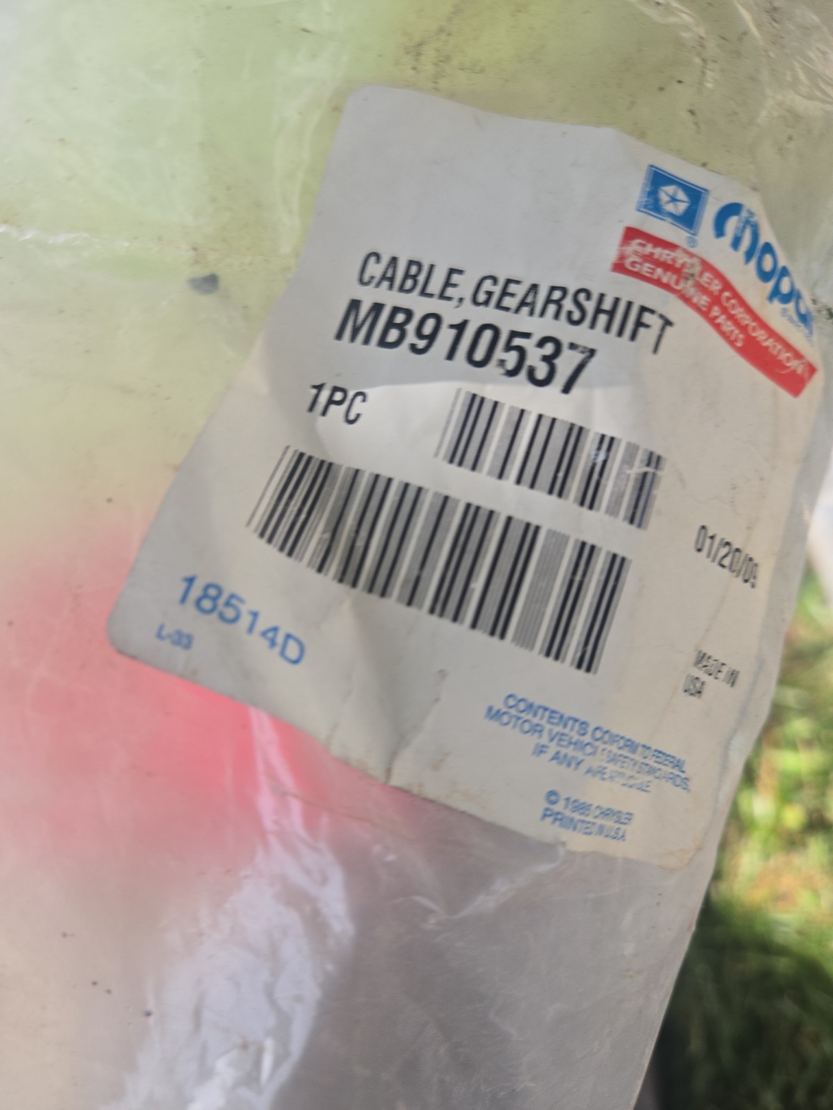 NOS Mopar MB910537 Gear Shift Cable Automatic Transmission OEM Chrysler...
