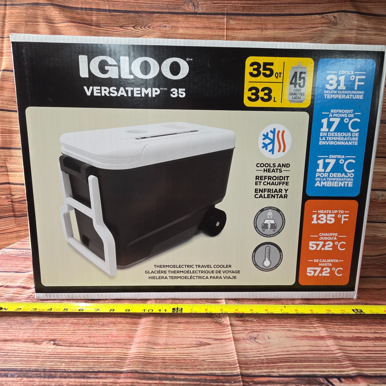 Igloo 35QT 45 can Versatemp hot or cold plug in cooler with wheels sealed Igloo 35QT 45 can Versatemp hot or cold plug in cooler with wheels sealed
