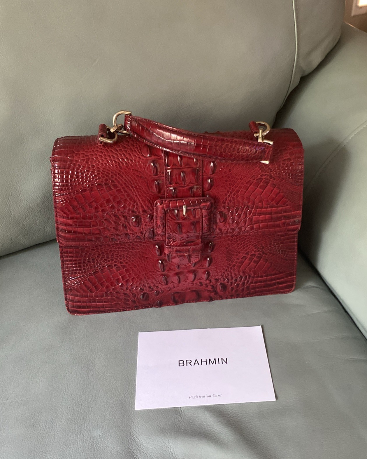 Brahmin Mod Hallie Cherry Lacquer Melbourne Leather red No Strap Brahmin Mod Hallie Cherry Lacquer Melbourne Leather red No Strap