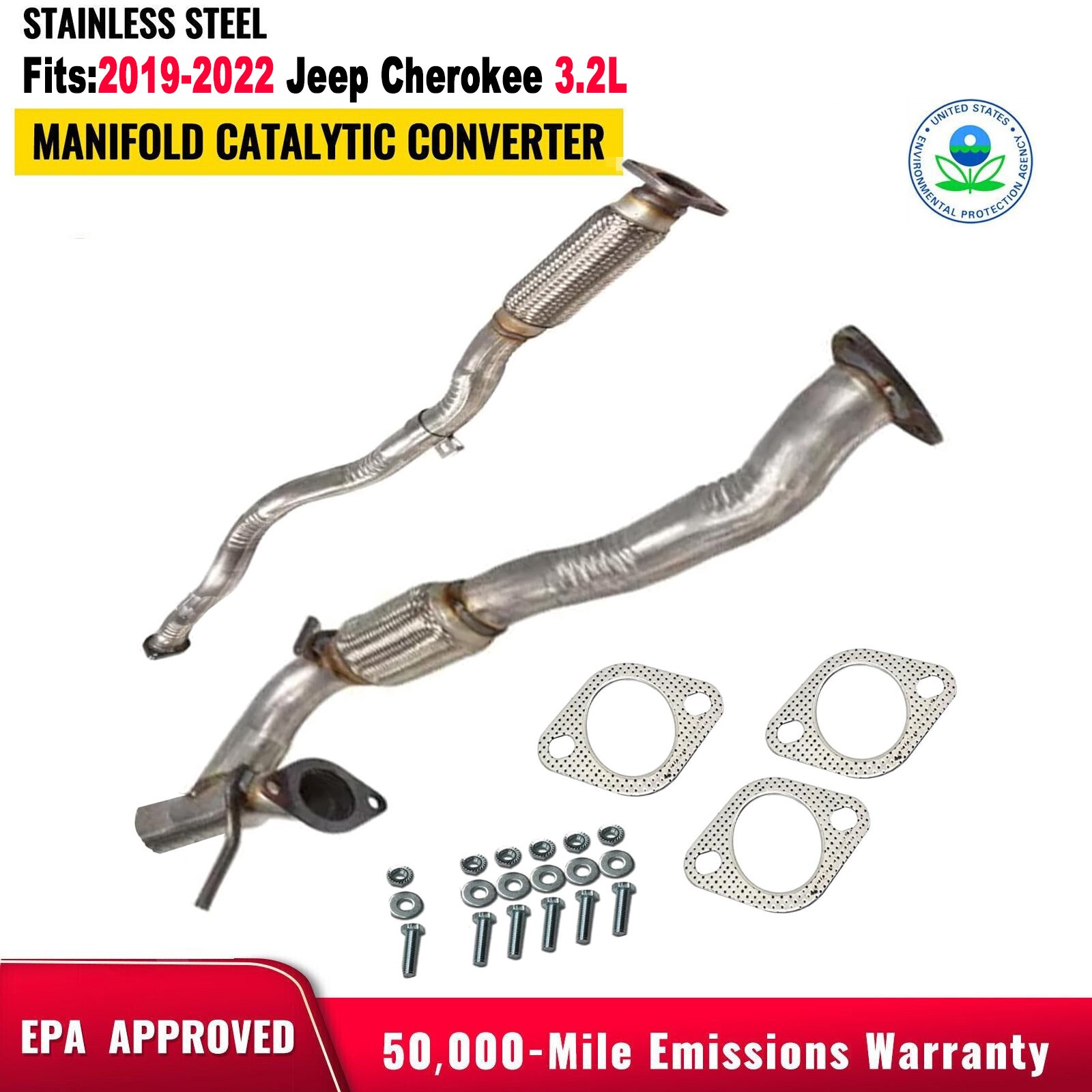 2019-2022 Jeep Cherokee 3.2L EXHAUST FLEX PIPES left and right side