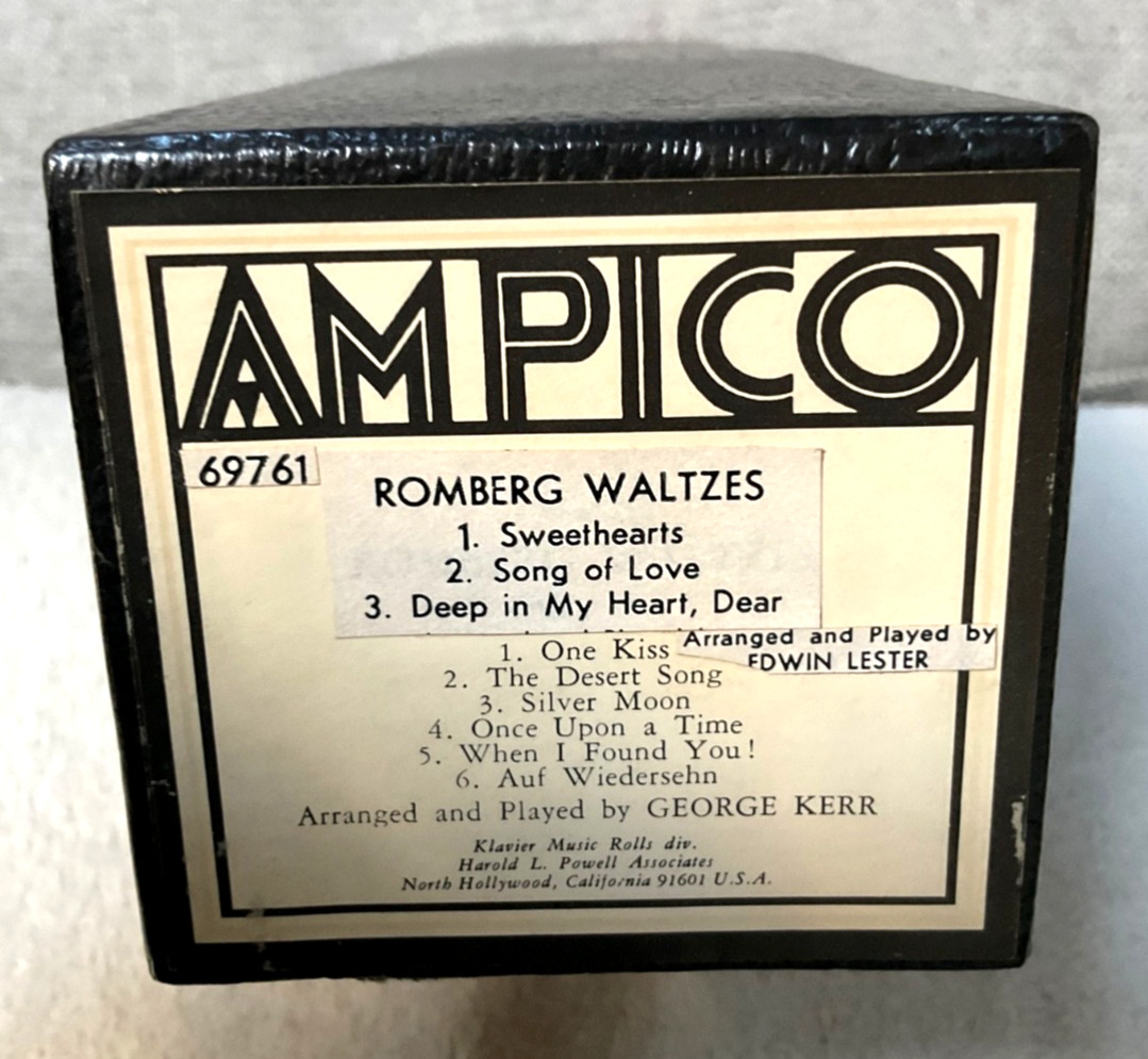 AMPICO PIANO ROLL ROMBERG WALTZES RECUT NR/MT P/B LESTER 69761 AMPICO PIANO ROLL ROMBERG WALTZES RECUT NR/MT P/B LESTER 69761