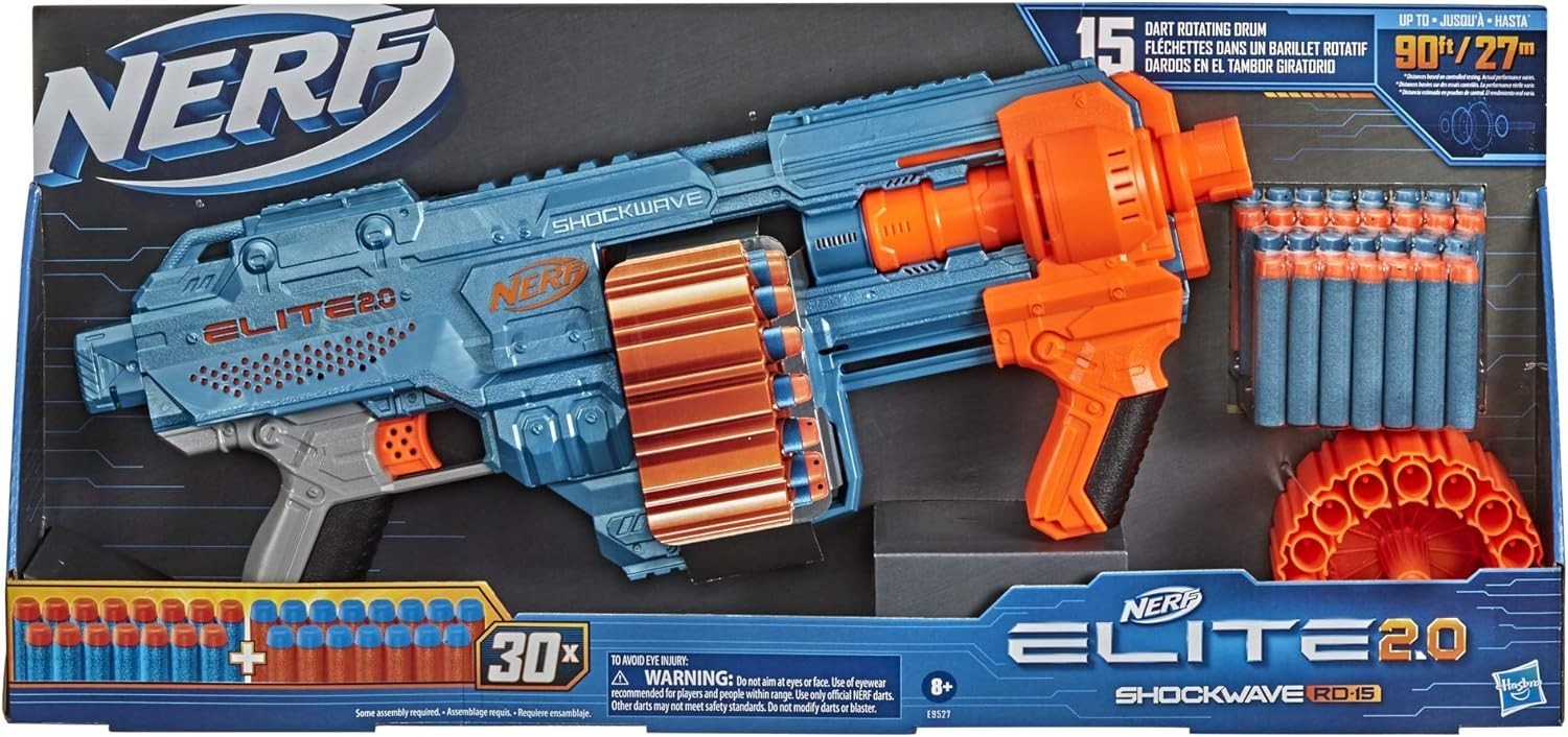 BRAND NEW Nerf Elite 2.0 Shockwave RD-15, Comes with 30 Nerf Elite Darts - NIB
