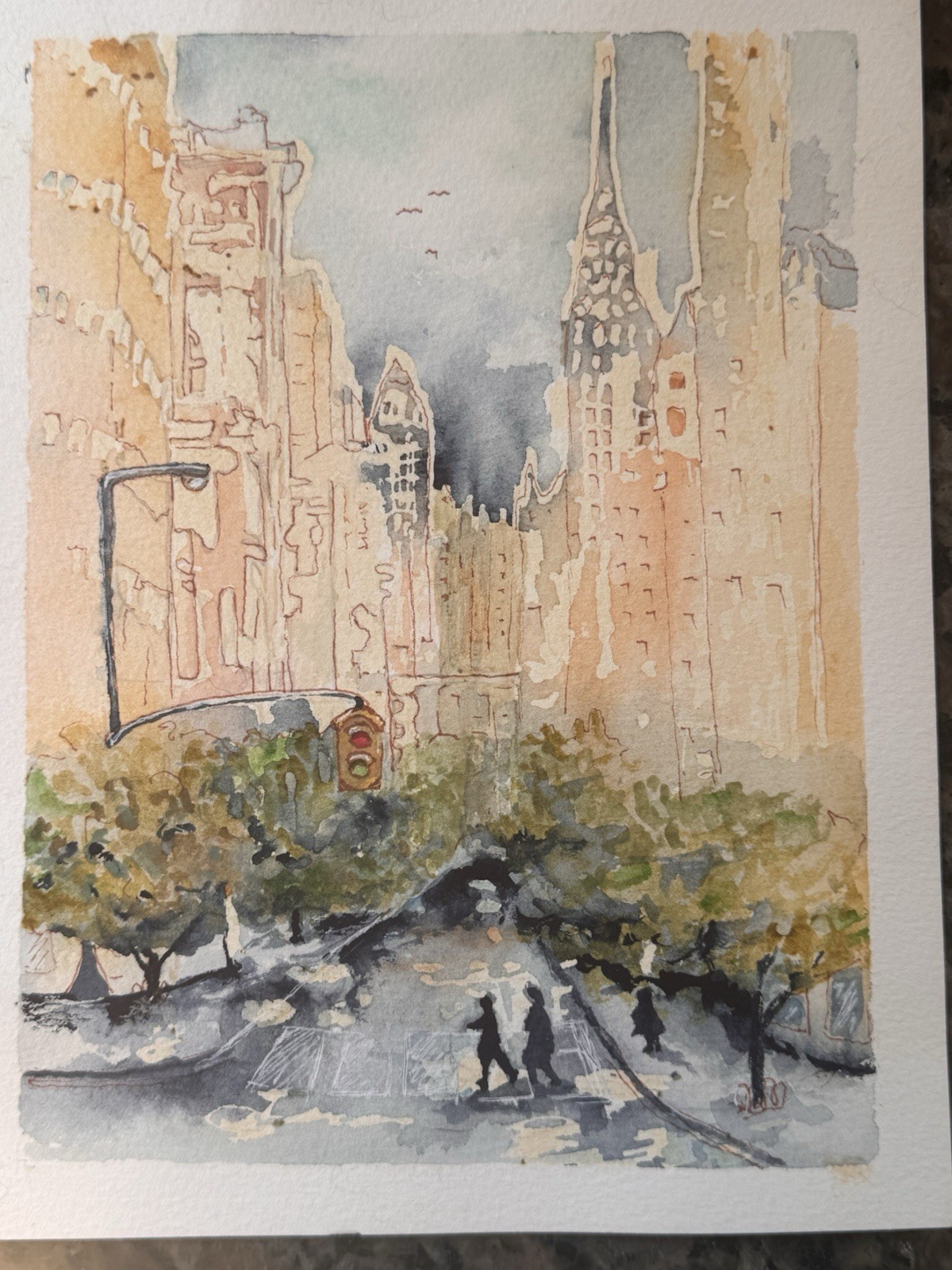 OOAK Origional watercolor painting NEW YORK CITY signed by artist Edith Schmidt OOAK Origional watercolor painting NEW YORK CITY signed by artist Edith Schmidt