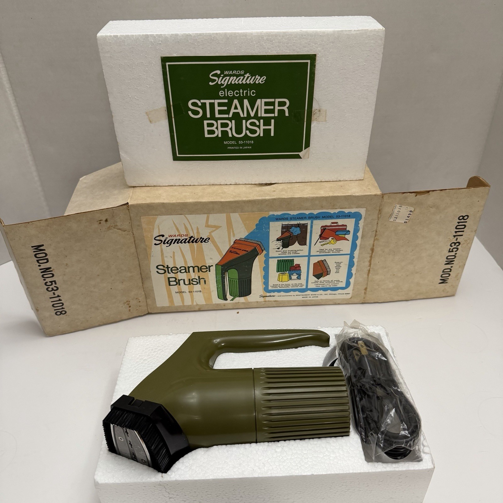 NOS Vintage Montgomery Ward Signature Steamer Brush 53-11018 Tested Japan Box