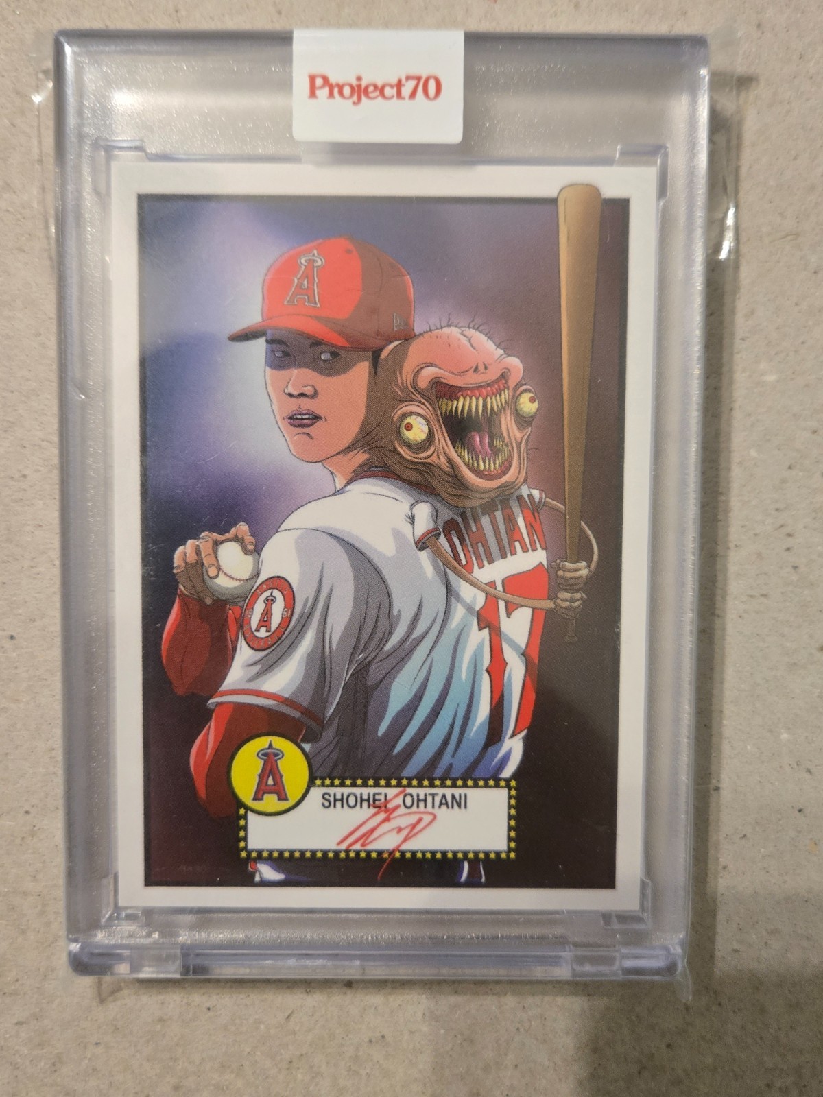 TOPPS PROJECT 70 SHOHEI OHTANI ALEX PARDEE ENCASED BASEBALL CARD ORIGINAL ART TOPPS PROJECT 70 SHOHEI OHTANI ALEX PARDEE ENCASED BASEBALL CARD ORIGINAL ART