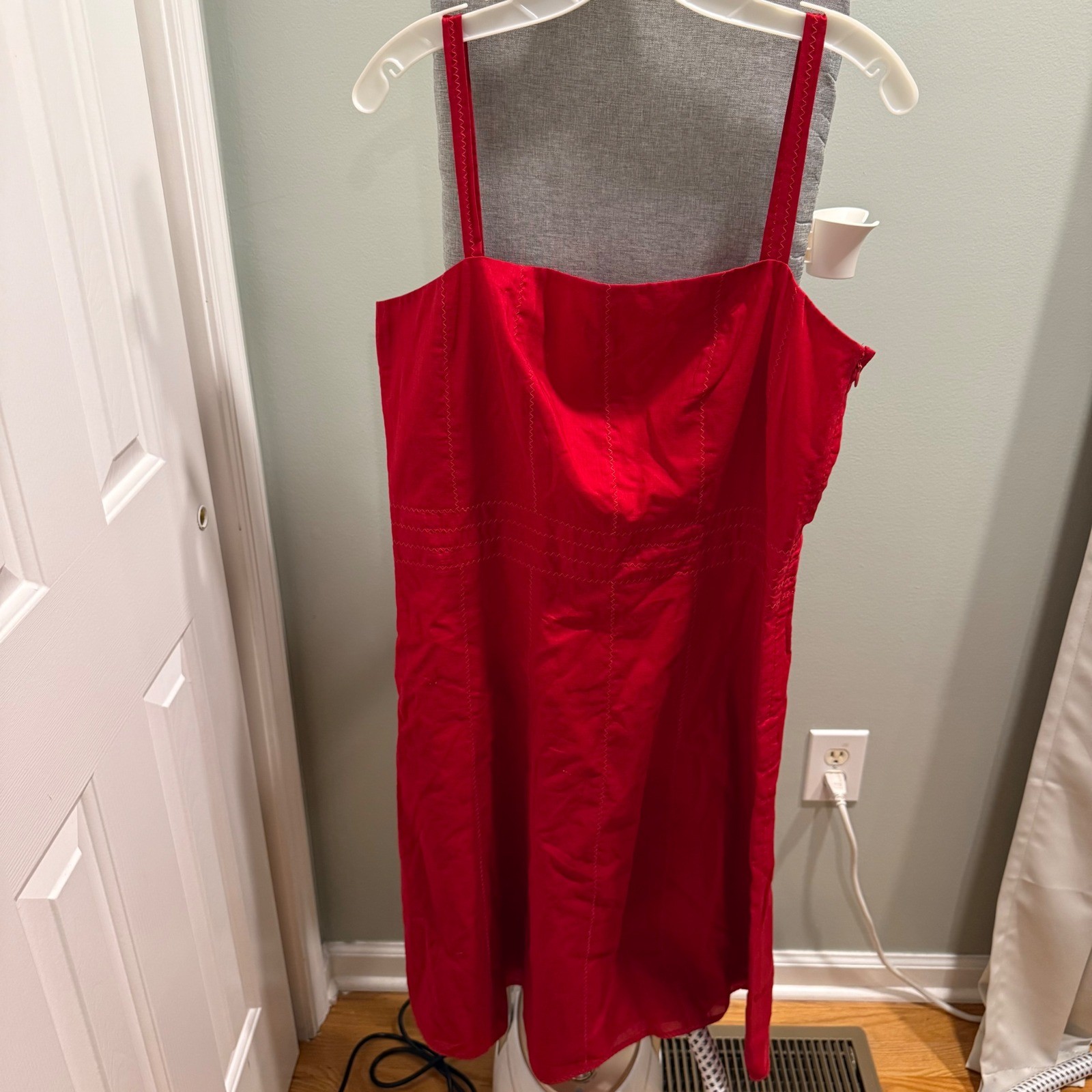Vintage Ann Taylor Red Dress 16 NWT 90s Minimalist Y2k Quiet Luxury Cotton Midi Vintage Ann Taylor Red Dress 16 NWT 90s Minimalist Y2k Quiet Luxury Cotton Midi