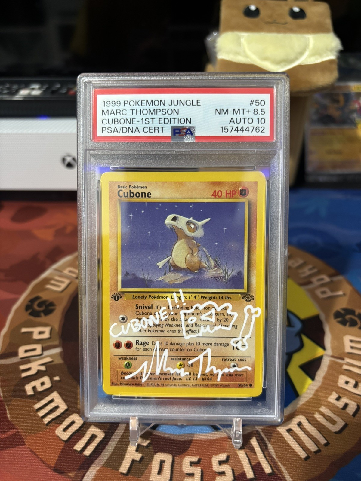  Cubone Jungle 1st Edition English 50/64 PSA 8.5 Auto 10 signed Marc Thompson
