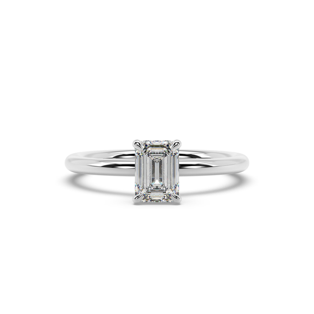 Diamond Engagement Ring IGI Certified Lab Grown 1.11 Ct Emerald 14k White Gold