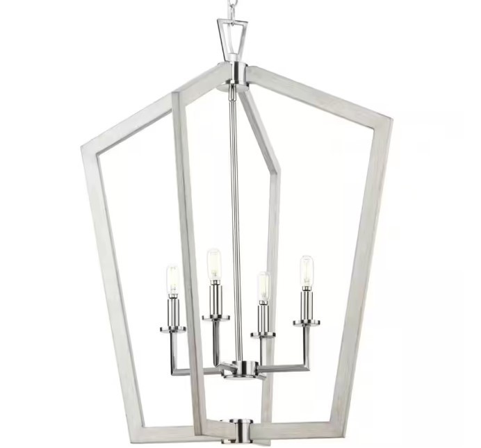 Progress Lighting Galloway 4-Light 30 in. Brushed Nickel Modern Farmhouse Foyer