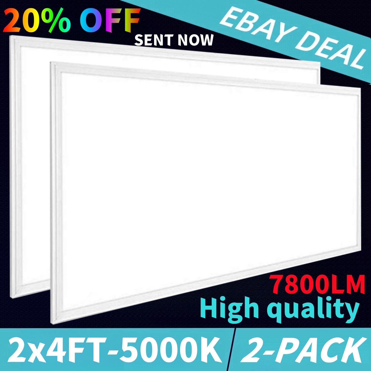 2Pack - 40 Pack 2x4 FT LED Flat Panel Light Drop Ceiling Office Fixture, 8400 LM