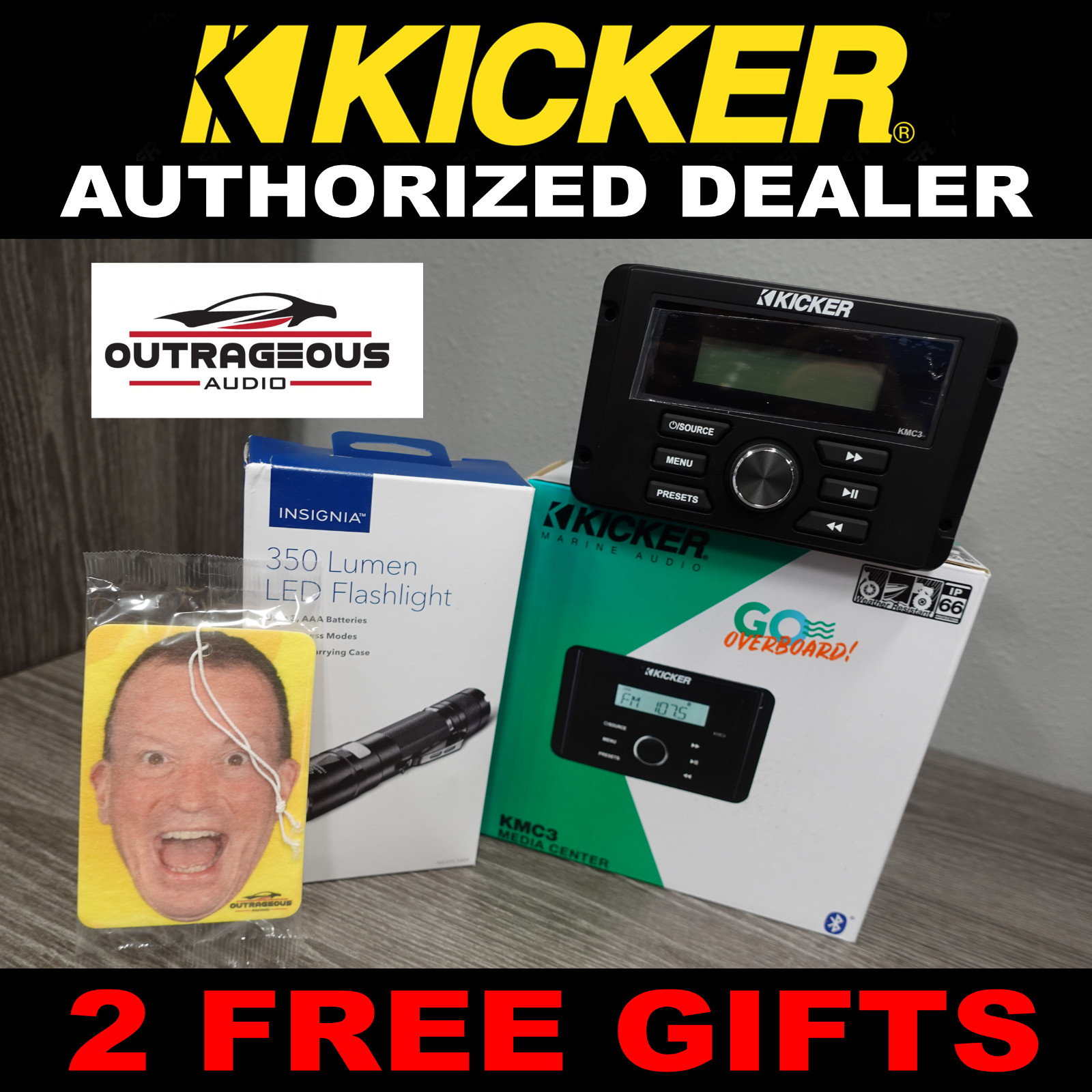 Kicker KMC3 MARINE BOAT AM/FM Stereo Media Center Bluetooth  (46KMC3)  #1 DEALER