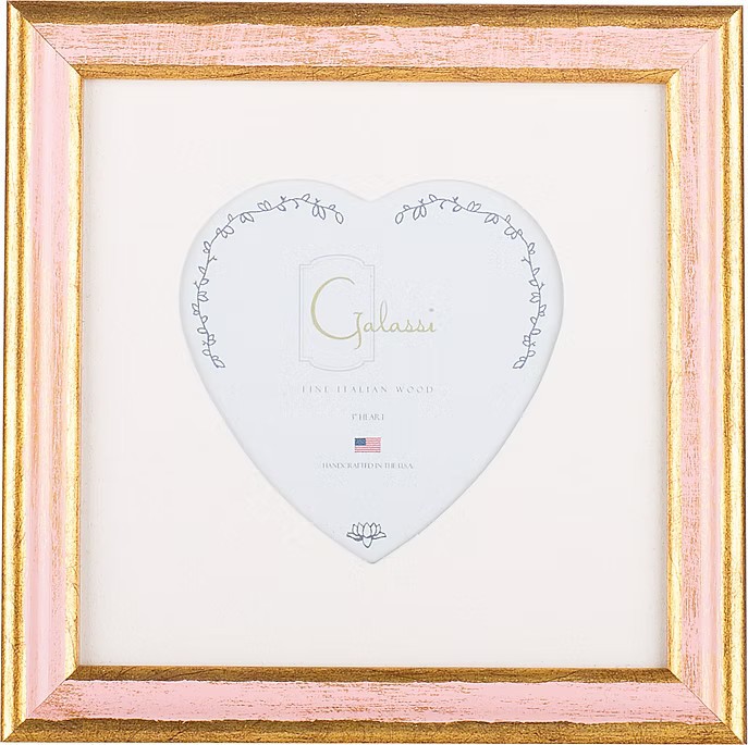 F. G. Galassi Handmade Fine Italian Wood Florentine Pink/Gold 14933hr Heart Mat