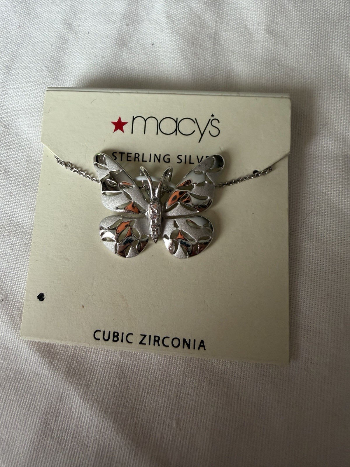 Vintage Macy’s Silver Butterfly Necklace 402