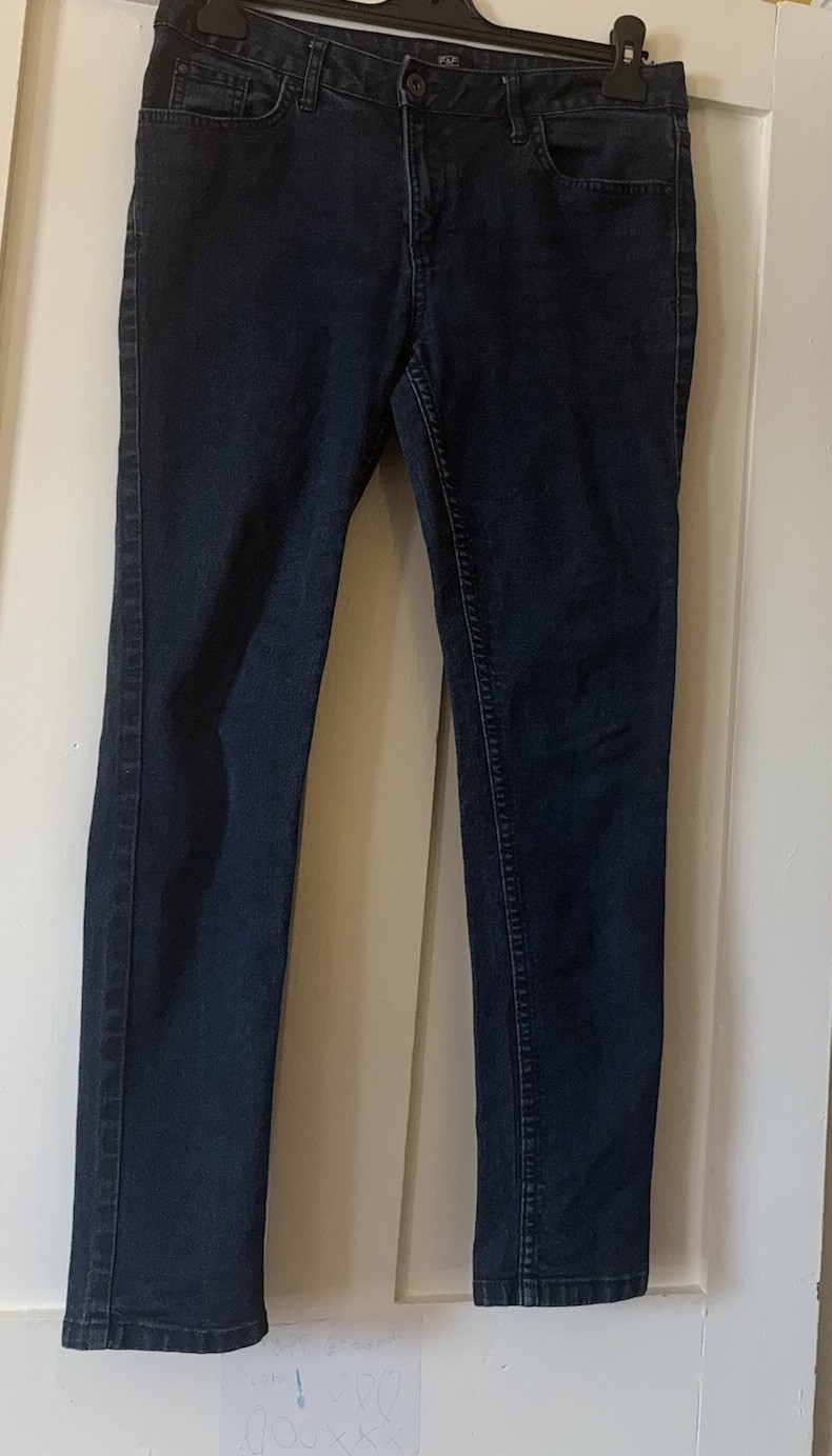 F&F Indigo Stretch Denim Mid Rise Skinny Jeans UK10 L27\