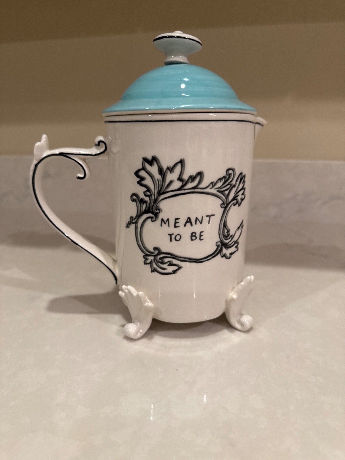 Anthropologie Molly Hatch Meant To Be French Press Ceramic Turquoise Rare EUC