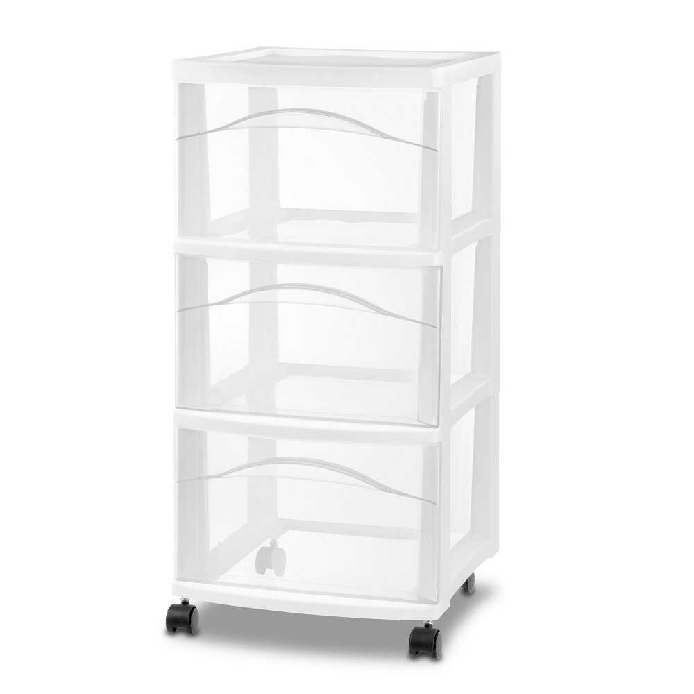 Plastic Storage Drawer Cart with Casters, Portable Utility, No Assembly Required