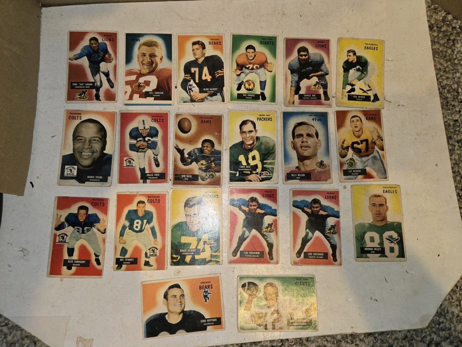 20 Vintage 1955 Bowman B. G. C. C. I. Football Trading Cards,Rookies,RC