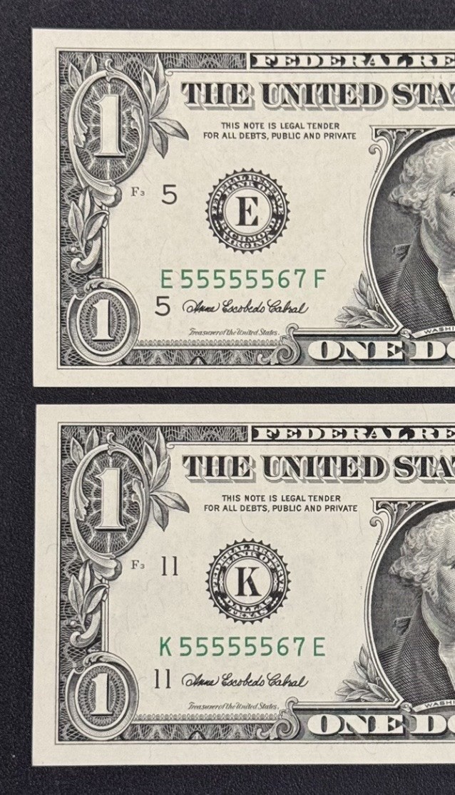 🔥Beautiful Matching Fancy “LADDER” (55555567) 2006 $1 Bill UNCIRCULATED🔥