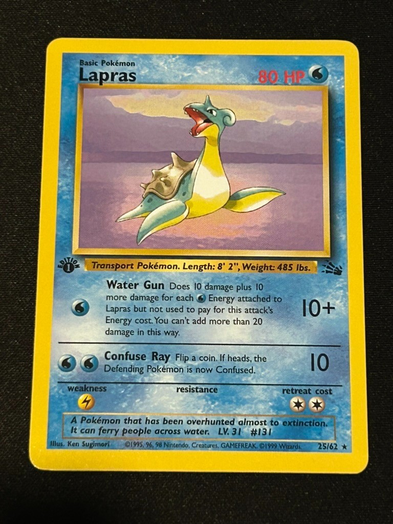 Lapras - 25/62  1st Edition Fossil Pokemon NM