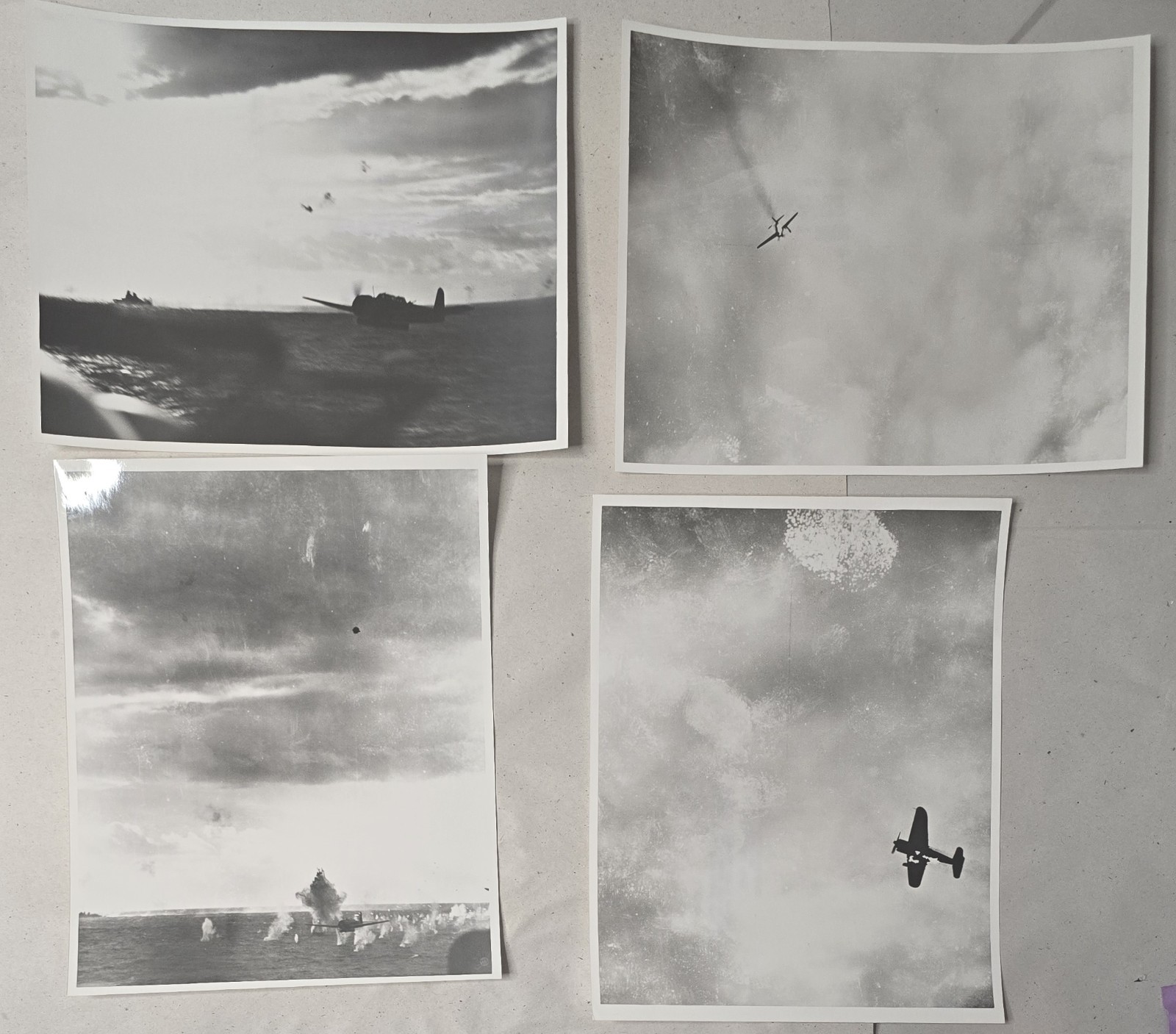 Vtg WW2 Photograph Japanese Bomber Hits USS Yorktown Official US Navy Photo